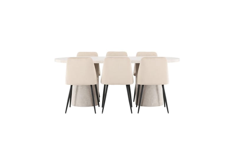 Matgrupp Narvik 100x200 cm Beige med 6st Night Stolar