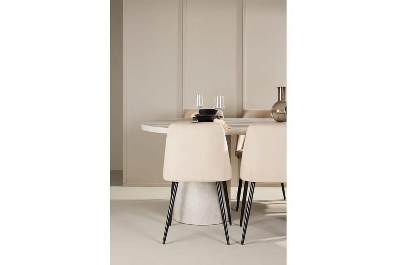 Matgrupp Narvik 100x200 cm Beige med 6st Night Stolar - Möbler - Matplats - Matgrupp & matbord med stolar