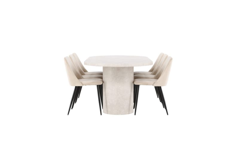 Matgrupp Narvik 100x200 cm Beige med 6st Night Stolar - Möbler - Matplats - Matgrupp & matbord med stolar