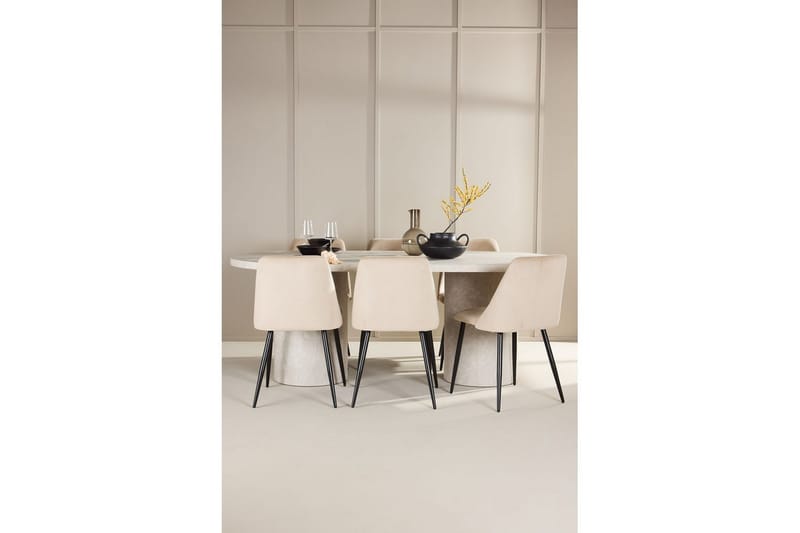 Matgrupp Narvik 100x200 cm Beige med 6st Night Stolar - Möbler - Matplats - Matgrupp & matbord med stolar