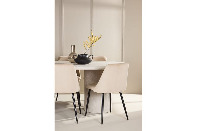 Matgrupp Narvik 100x200 cm Beige med 6st Night Stolar - Möbler - Matplats - Matgrupp & matbord med stolar