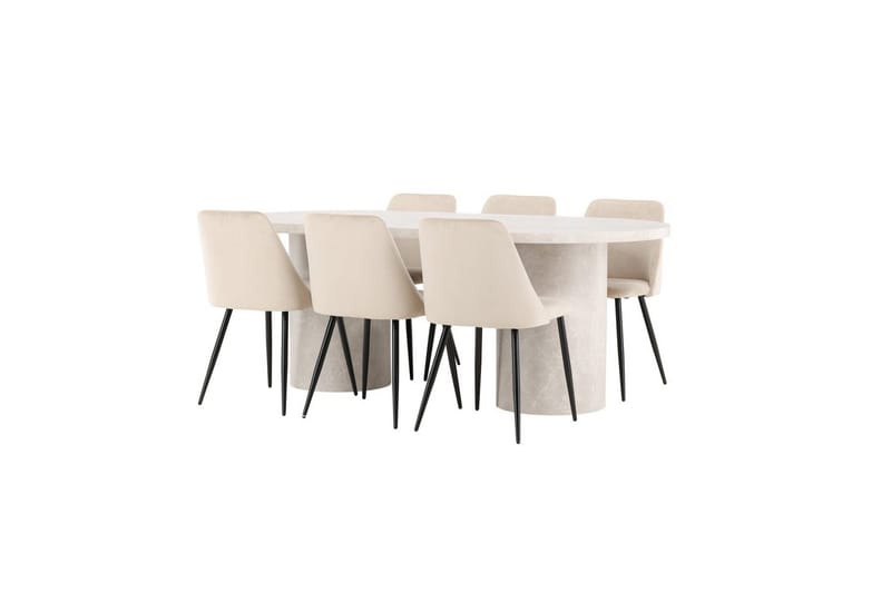 Matgrupp Narvik 100x200 cm Beige med 6st Night Stolar - Möbler - Matplats - Matgrupp & matbord med stolar