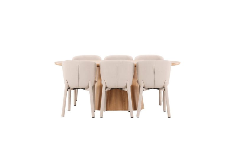 Matgrupp Stjärnö 200x90 cm Natur med 6st Astoria Stolar Beige - Beige - Möbler - Matplats - Matgrupp & matbord med stolar