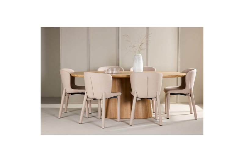 Matgrupp Stjärnö 200x90 cm Natur med 6st Astoria Stolar Beige - Beige - Möbler - Matplats - Matgrupp & matbord med stolar