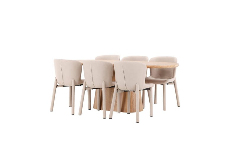 Matgrupp Stjärnö 200x90 cm Natur med 6st Astoria Stolar Beige - Beige - Möbler - Matplats - Matgrupp & matbord med stolar