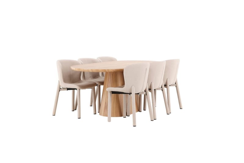 Matgrupp Stjärnö 200x90 cm Natur med 6st Astoria Stolar Beige - Beige - Möbler - Matplats - Matgrupp & matbord med stolar