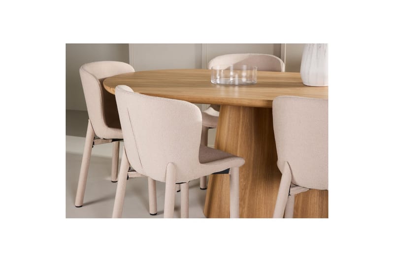 Matgrupp Stjärnö 200x90 cm Natur med 6st Astoria Stolar Beige - Beige - Möbler - Matplats - Matgrupp & matbord med stolar