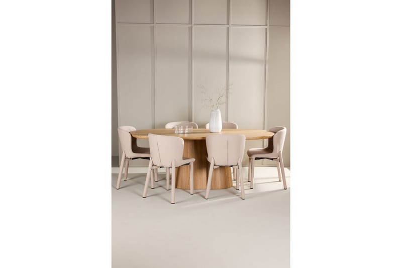 Matgrupp Stjärnö 200x90 cm Natur med 6st Astoria Stolar Beige - Beige - Möbler - Matplats - Matgrupp & matbord med stolar