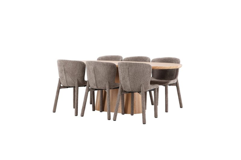 Matgrupp Stjärnö 200x90 cm Natur med 6st Astoria Stolar Brun - Brun - Möbler - Matplats - Matgrupp & matbord med stolar