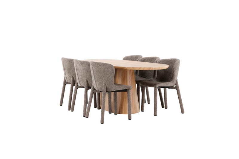 Matgrupp Stjärnö 200x90 cm Natur med 6st Astoria Stolar Brun - Brun - Möbler - Matplats - Matgrupp & matbord med stolar