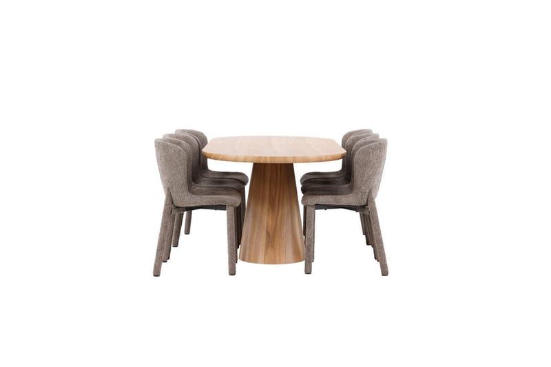 Matgrupp Stjärnö 200x90 cm Natur med 6st Astoria Stolar Brun - Brun - Möbler - Matplats - Matgrupp & matbord med stolar
