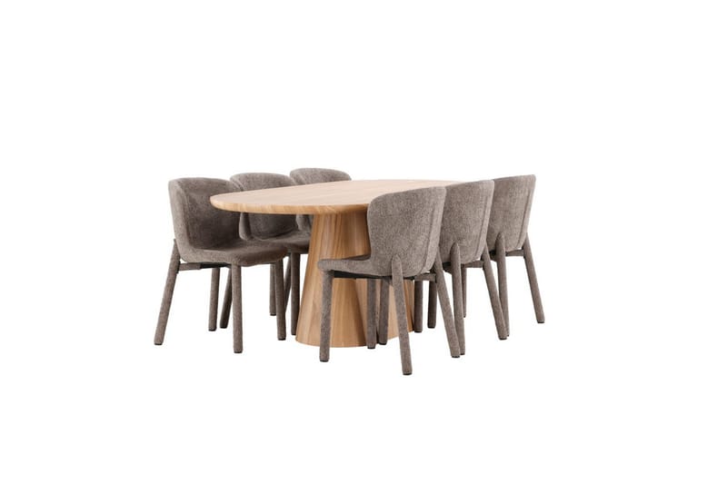Matgrupp Stjärnö 200x90 cm Natur med 6st Astoria Stolar Brun - Brun - Möbler - Matplats - Matgrupp & matbord med stolar