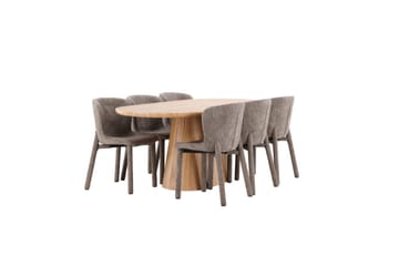 Matgrupp Stjärnö 200x90 cm Natur med 6st Astoria Stolar - Möbler - Matplats - Matgrupp & matbord med stolar