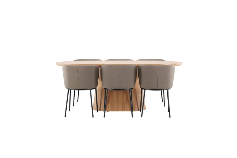 Matgrupp Stjärnö 200x90 cm Natur med 6st Edina Stolar Svart / Brun - Svart / Brun - Möbler - Matplats - Matgrupp & matbord med stolar