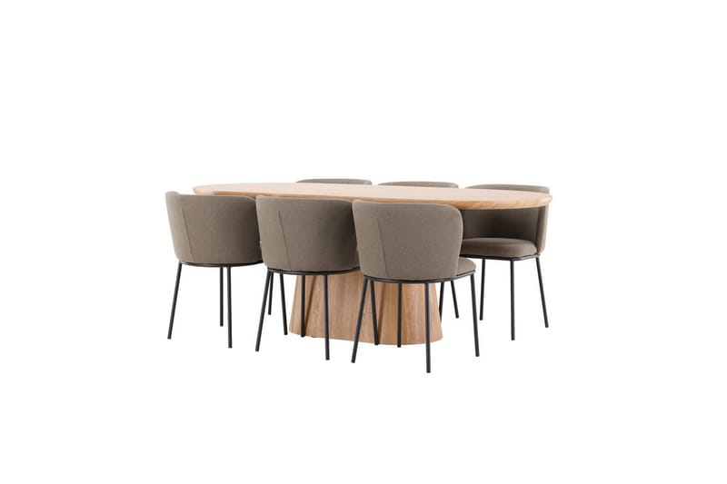 Matgrupp Stjärnö 200x90 cm Natur med 6st Edina Stolar Svart / Brun - Svart / Brun - Möbler - Matplats - Matgrupp & matbord med stolar