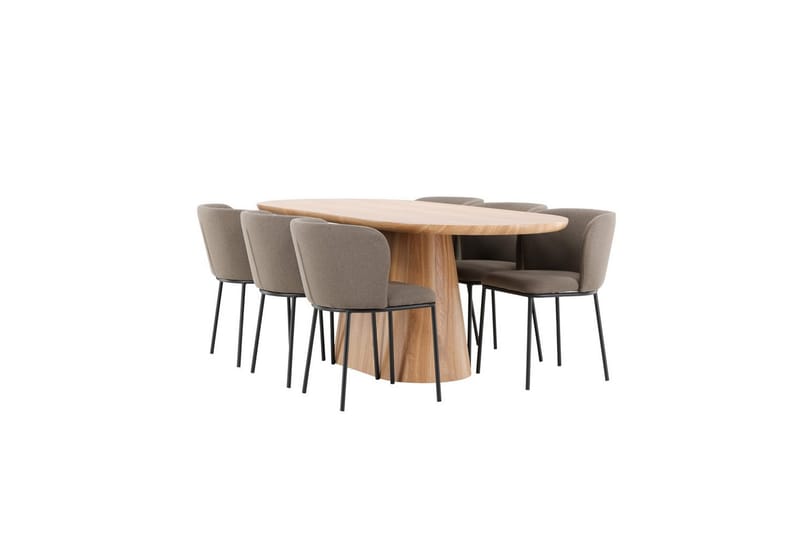 Matgrupp Stjärnö 200x90 cm Natur med 6st Edina Stolar Svart / Brun - Svart / Brun - Möbler - Matplats - Matgrupp & matbord med stolar