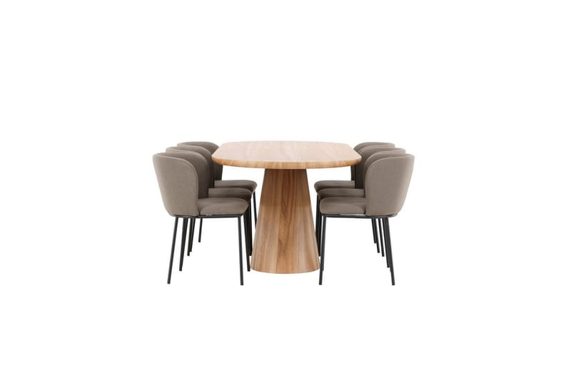 Matgrupp Stjärnö 200x90 cm Natur med 6st Edina Stolar Svart / Brun - Svart / Brun - Möbler - Matplats - Matgrupp & matbord med stolar