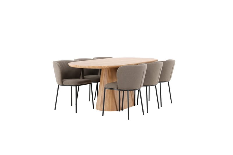 Matgrupp Stjärnö 200x90 cm Natur med 6st Edina Stolar Svart / Brun - Svart / Brun - Möbler - Matplats - Matgrupp & matbord med stolar