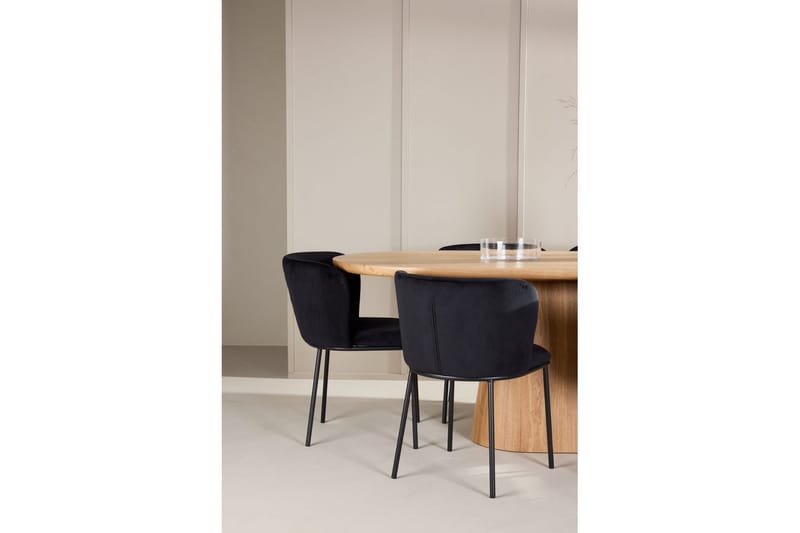 Matgrupp Stjärnö 200x90 cm Natur med 6st Edina Stolar Svart - Svart - Möbler - Matplats - Matgrupp & matbord med stolar