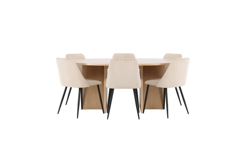 Matgrupp Strada Runt 120/170 cm med Night Stolar 6 st, 6 st