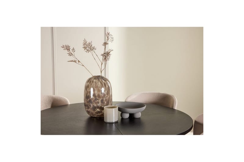 Matgrupp Strada Runt 120/170 cm Svart med Astoria Stolar 4 st, Beige - 4 st, Beige - Möbler - Matplats - Matgrupp & matbord med stolar