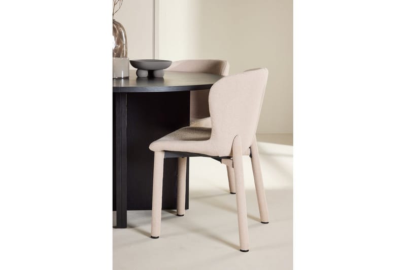 Matgrupp Strada Runt 120/170 cm Svart med Astoria Stolar 4 st, Beige - 4 st, Beige - Möbler - Matplats - Matgrupp & matbord med stolar