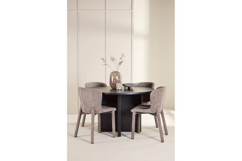 Matgrupp Strada Runt 120/170 cm Svart med Astoria Stolar 4 st, Brun - 4 st, Brun - Möbler - Matplats - Matgrupp & matbord med stolar