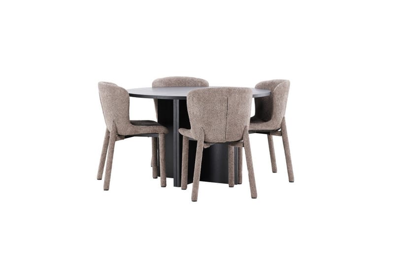 Matgrupp Strada Runt 120/170 cm Svart med Astoria Stolar 4 st, Brun - 4 st, Brun - Möbler - Matplats - Matgrupp & matbord med stolar