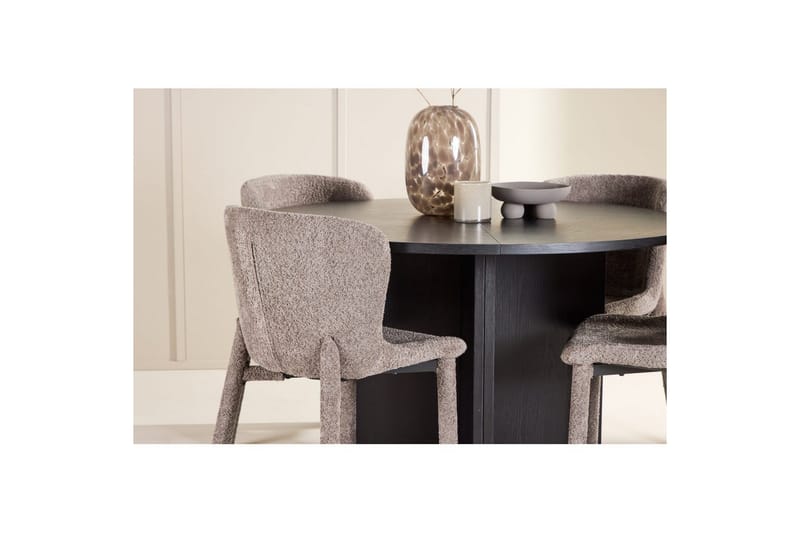 Matgrupp Strada Runt 120/170 cm Svart med Astoria Stolar 4 st, Brun - 4 st, Brun - Möbler - Matplats - Matgrupp & matbord med stolar