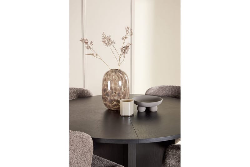 Matgrupp Strada Runt 120/170 cm Svart med Astoria Stolar 4 st, Brun - 4 st, Brun - Möbler - Matplats - Matgrupp & matbord med stolar