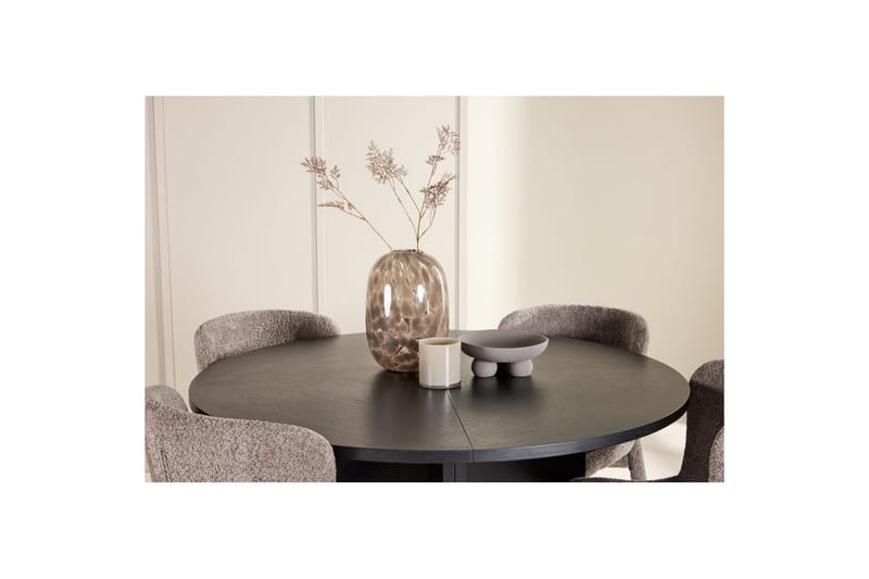 Matgrupp Strada Runt 120/170 cm Svart med Astoria Stolar 4 st, Brun - 4 st, Brun - Möbler - Matplats - Matgrupp & matbord med stolar