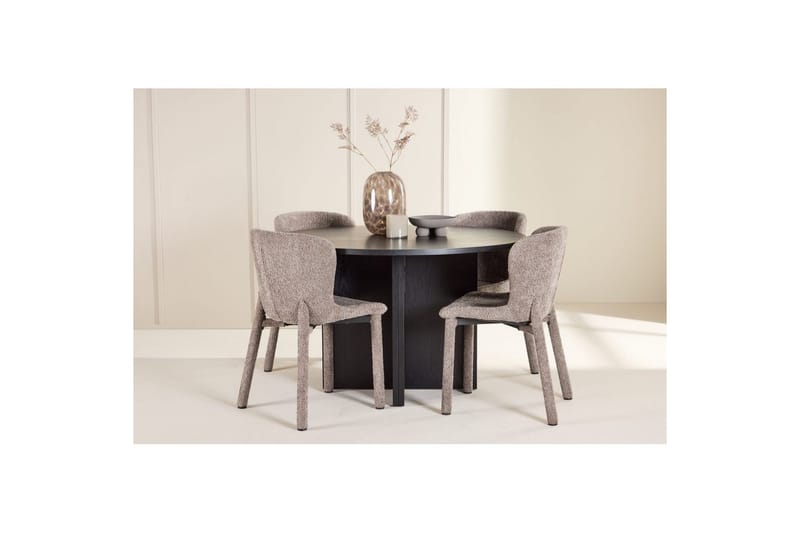 Matgrupp Strada Runt 120/170 cm Svart med Astoria Stolar 4 st, Brun - 4 st, Brun - Möbler - Matplats - Matgrupp & matbord med stolar