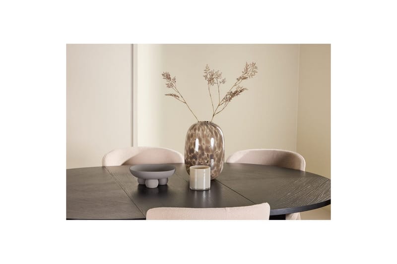 Matgrupp Strada Runt 120/170 cm Svart med Astoria Stolar 6 st, Beige - 6 st, Beige - Möbler - Matplats - Matgrupp & matbord med stolar