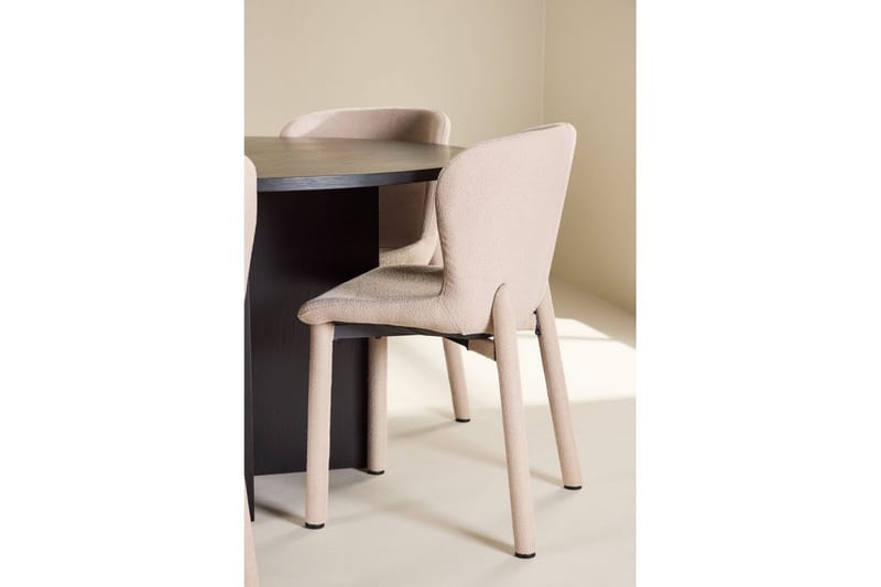 Matgrupp Strada Runt 120/170 cm Svart med Astoria Stolar 6 st, Beige - 6 st, Beige - Möbler - Matplats - Matgrupp & matbord med stolar