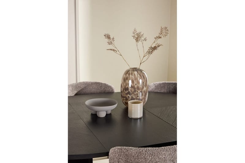 Matgrupp Strada Runt 120/170 cm Svart med Astoria Stolar 6 st, Brun - 6 st, Brun - Möbler - Matplats - Matgrupp & matbord med stolar