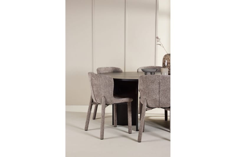 Matgrupp Strada Runt 120/170 cm Svart med Astoria Stolar 6 st, Brun - 6 st, Brun - Möbler - Matplats - Matgrupp & matbord med stolar