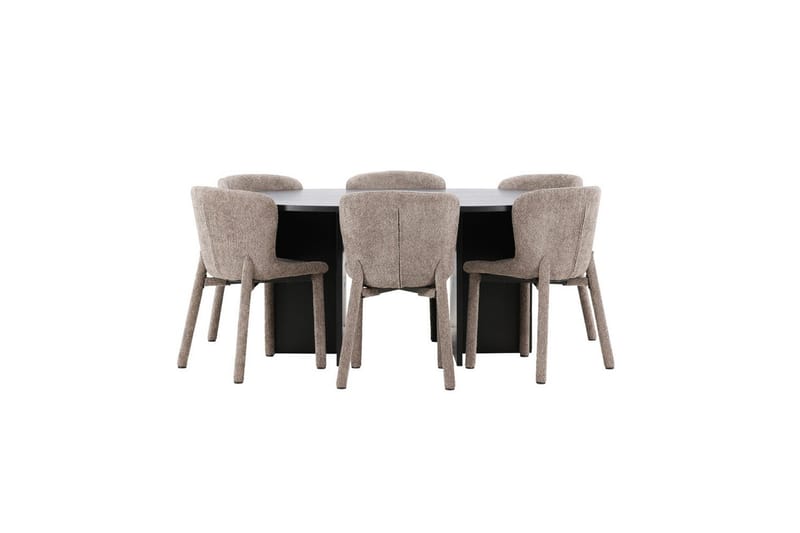 Matgrupp Strada Runt 120/170 cm Svart med Astoria Stolar 6 st, Brun - 6 st, Brun - Möbler - Matplats - Matgrupp & matbord med stolar