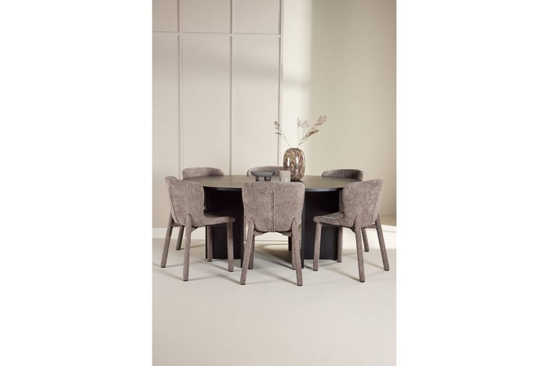Matgrupp Strada Runt 120/170 cm Svart med Astoria Stolar 6 st, Brun - 6 st, Brun - Möbler - Matplats - Matgrupp & matbord med stolar