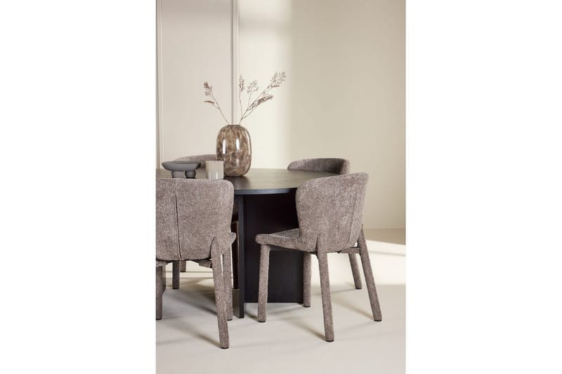 Matgrupp Strada Runt 120/170 cm Svart med Astoria Stolar 6 st, Brun - 6 st, Brun - Möbler - Matplats - Matgrupp & matbord med stolar