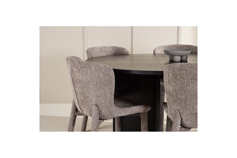 Matgrupp Strada Runt 120/170 cm Svart med Astoria Stolar 6 st, Brun - 6 st, Brun - Möbler - Matplats - Matgrupp & matbord med stolar