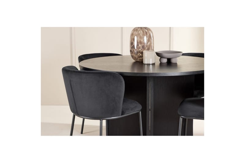 Matgrupp Strada Runt 120/170 cm Svart med Edina Stolar 4 st, Svart - 4 st, Svart - Möbler - Matplats - Matgrupp & matbord med stolar
