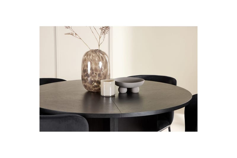 Matgrupp Strada Runt 120/170 cm Svart med Edina Stolar 4 st, Svart - 4 st, Svart - Möbler - Matplats - Matgrupp & matbord med stolar