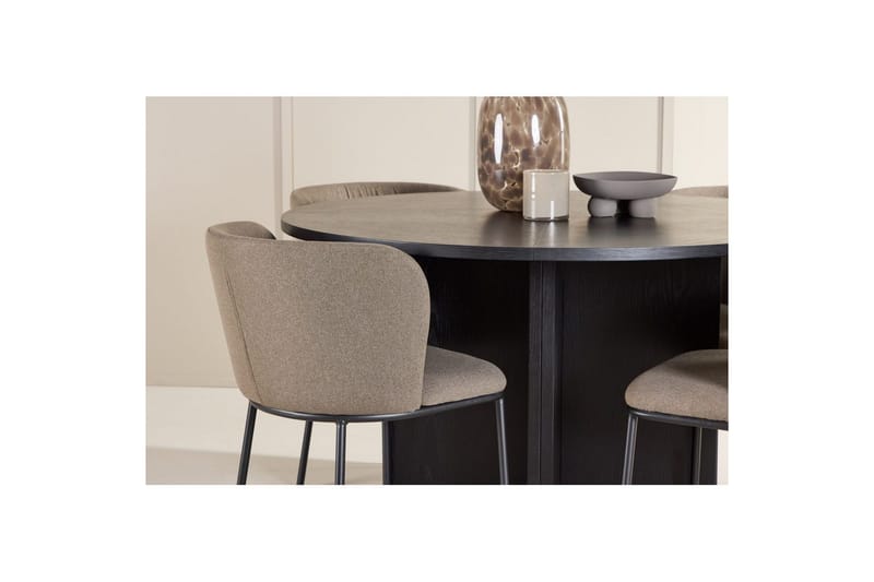 Matgrupp Strada Runt 120/170 cm Svart med Edina Stolar 4 st, Svart / Brun - 4 st, Svart / Brun - Möbler - Matplats - Matgrupp & matbord med stolar
