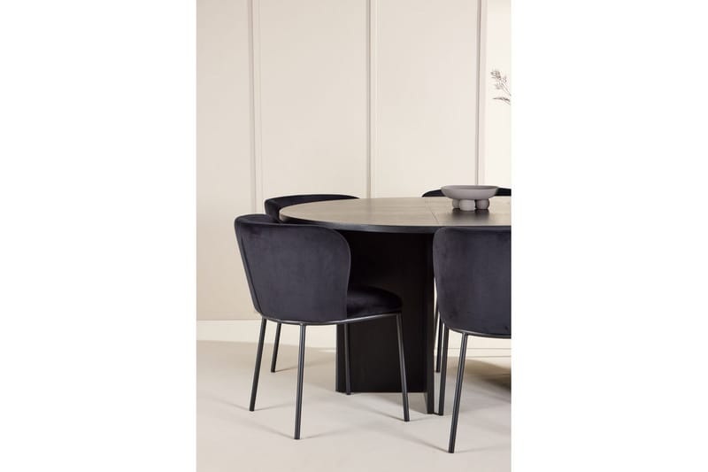 Matgrupp Strada Runt 120/170 cm Svart med Edina Stolar 6 st, Svart - 6 st, Svart - Möbler - Matplats - Matgrupp & matbord med stolar