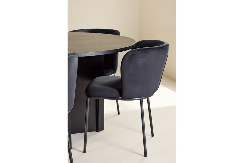 Matgrupp Strada Runt 120/170 cm Svart med Edina Stolar 6 st, Svart - 6 st, Svart - Möbler - Matplats - Matgrupp & matbord med stolar