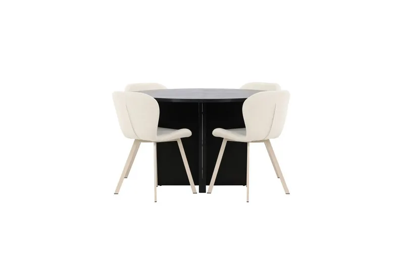 Matgrupp Strada Runt 120/170 cm Svart med Lilja Stolar 4 st, 4 st