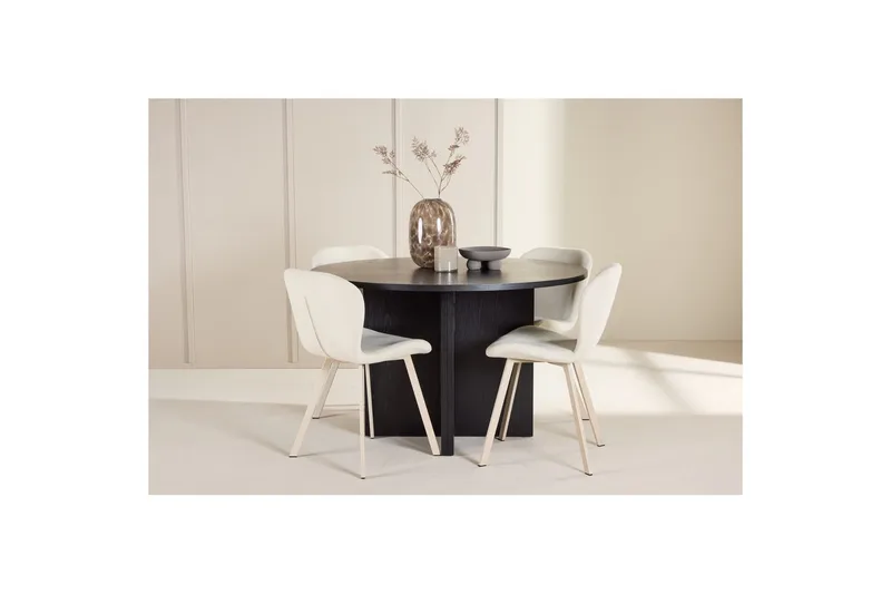 Matgrupp Strada Runt 120/170 cm Svart med Lilja Stolar 4 st - 4 st - Möbler - Matplats - Matgrupp & matbord med stolar