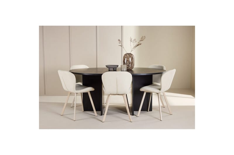 Matgrupp Strada Runt 120/170 cm Svart med Lilja Stolar 6 st - 6 st - Möbler - Matplats - Matgrupp & matbord med stolar