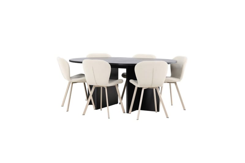 Matgrupp Strada Runt 120/170 cm Svart med Lilja Stolar 6 st - 6 st - Möbler - Matplats - Matgrupp & matbord med stolar