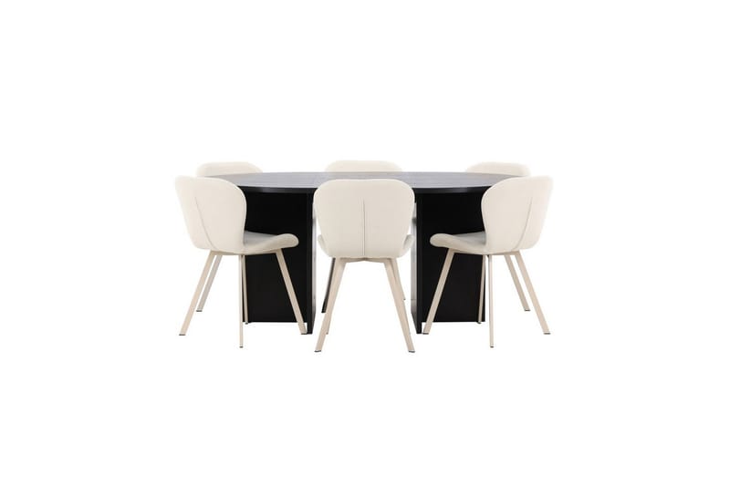 Matgrupp Strada Runt 120/170 cm Svart med Lilja Stolar 6 st, 6 st